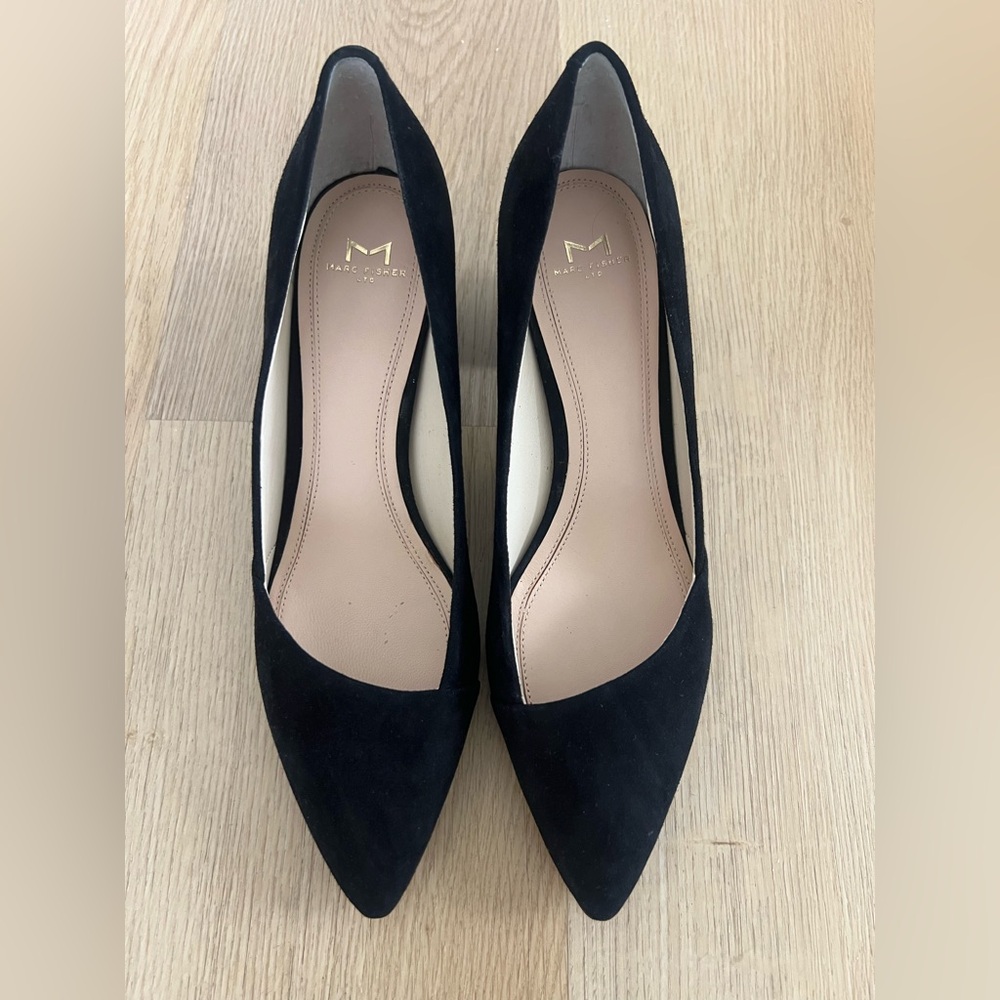 Marc Fisher Black Suede Pointed Heels